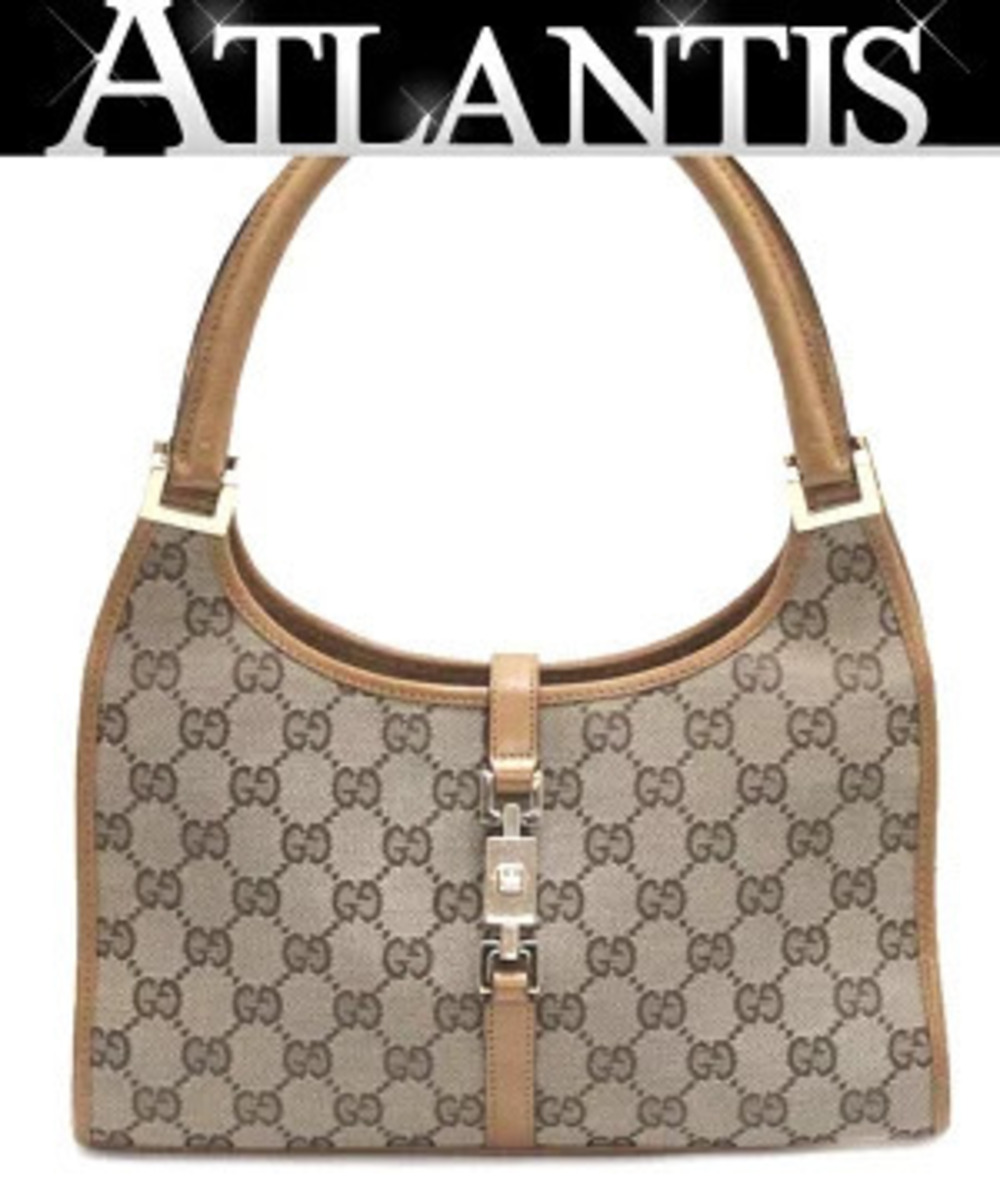 Gucci Jackie Handbag GG Canvas x Leather Beige Cream